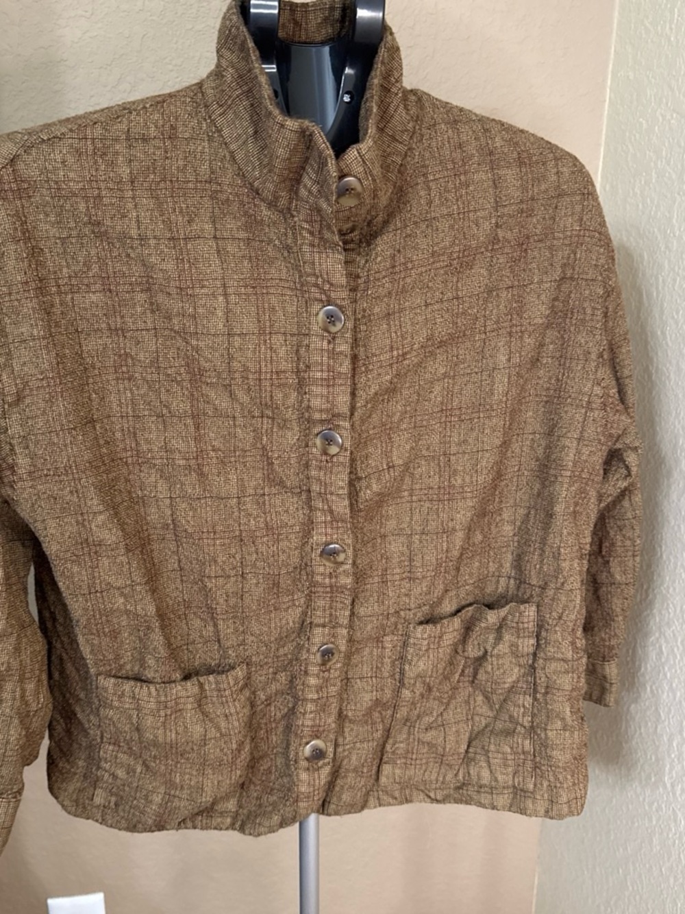 Ellen Tracy Mustard-Brown Wool Cardigan